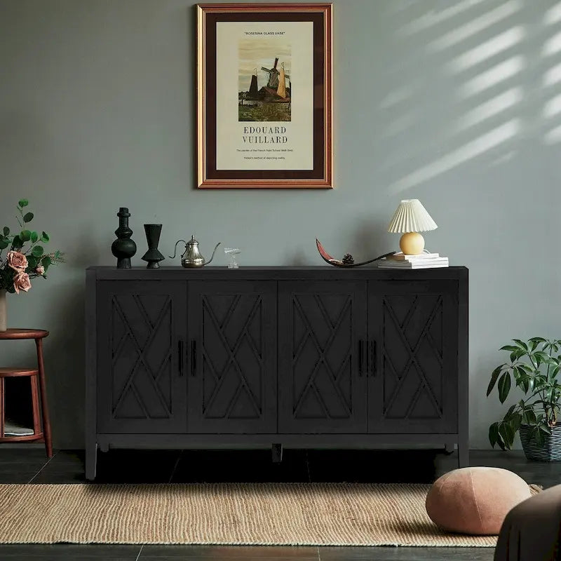 4 Door Wooden Sideboard Cabinet