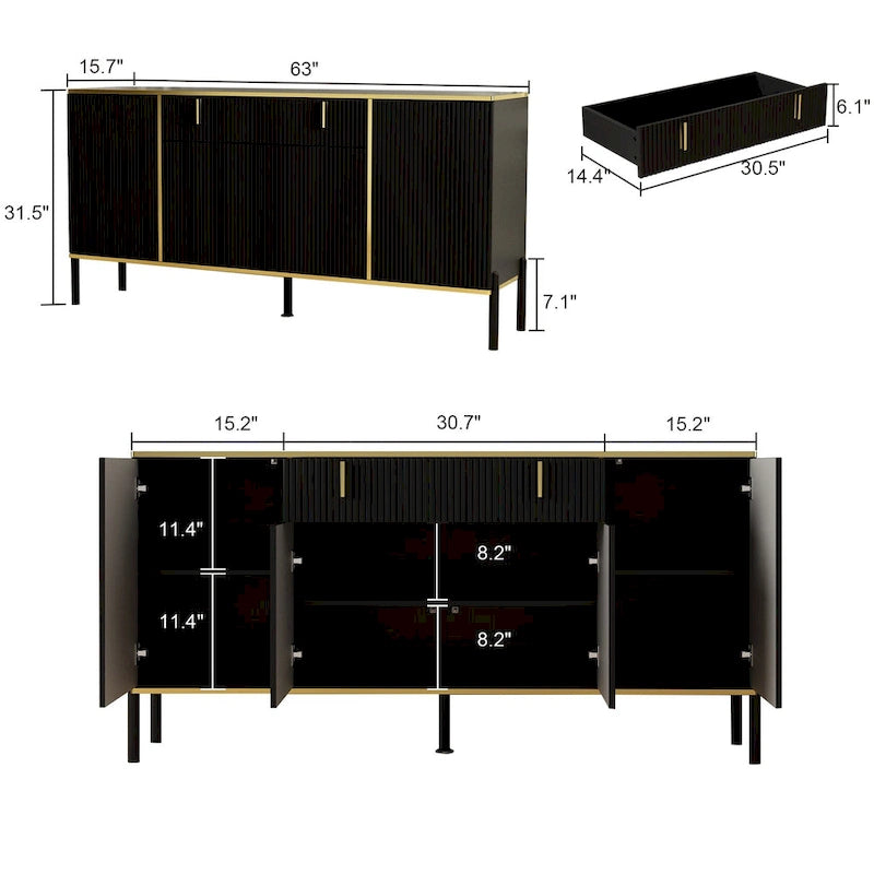 Kitchen Sideboard Accent Storage Cabinet