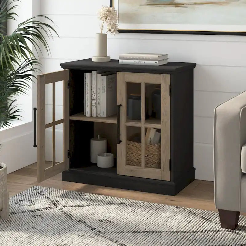 32" Storage Cabinet with Glass Doors