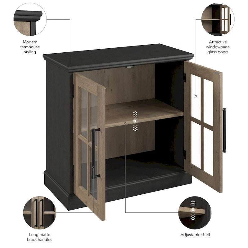 32" Storage Cabinet with Glass Doors