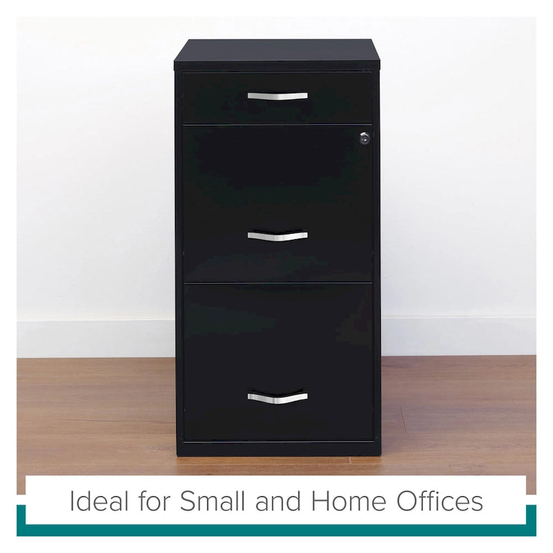 18" Deep 3 Drawer Metal File Cabinet, Black