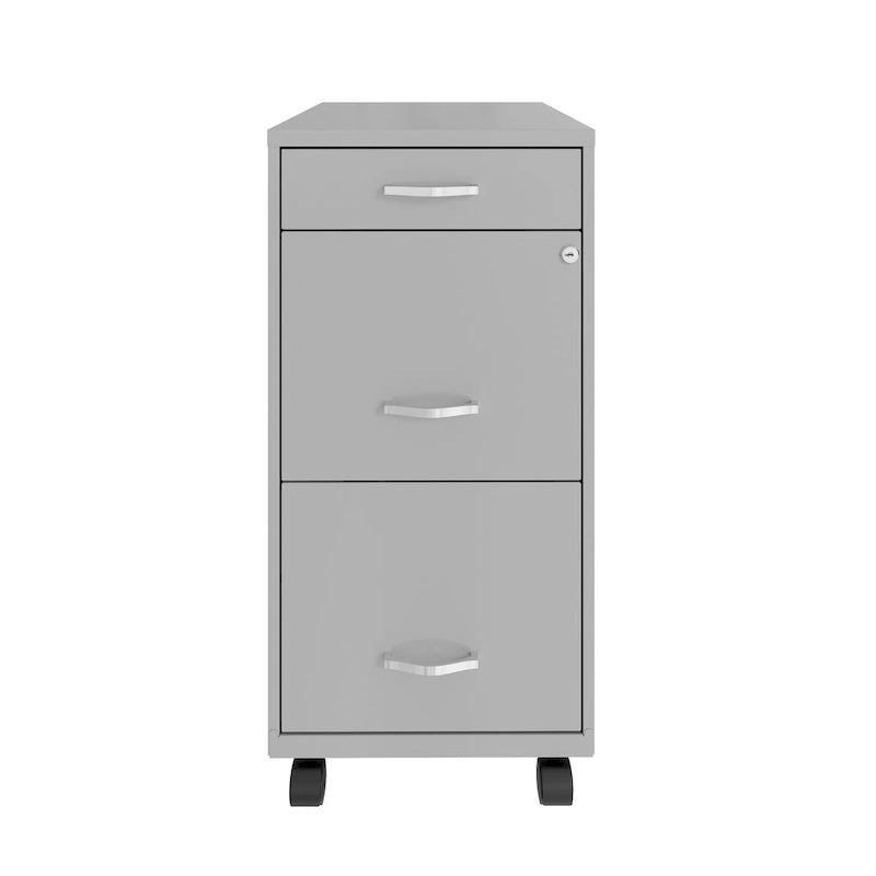 18" Deep 3-Drawer Metal File Cabinet, Arctic Silver
