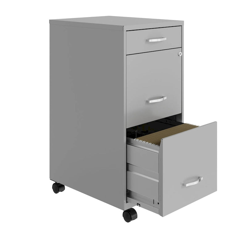18" Deep 3-Drawer Metal File Cabinet, Arctic Silver