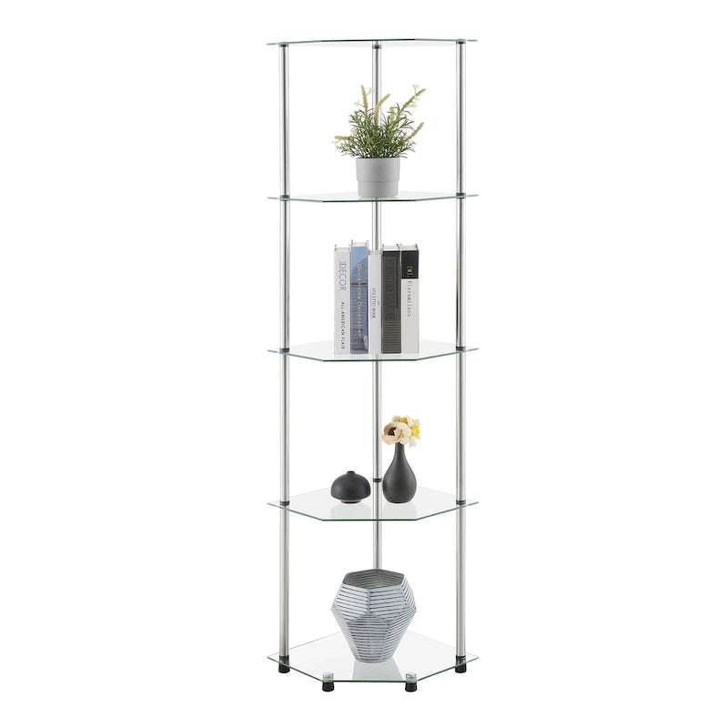 Classic Glass 5-Tier Corner Tower Shelf