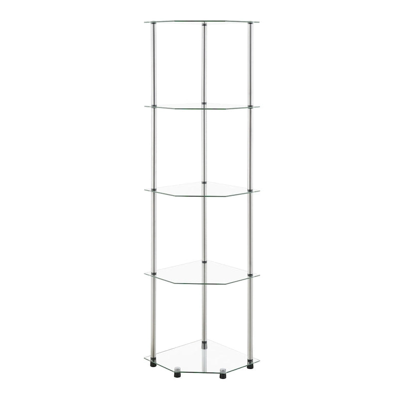 Classic Glass 5-Tier Corner Tower Shelf
