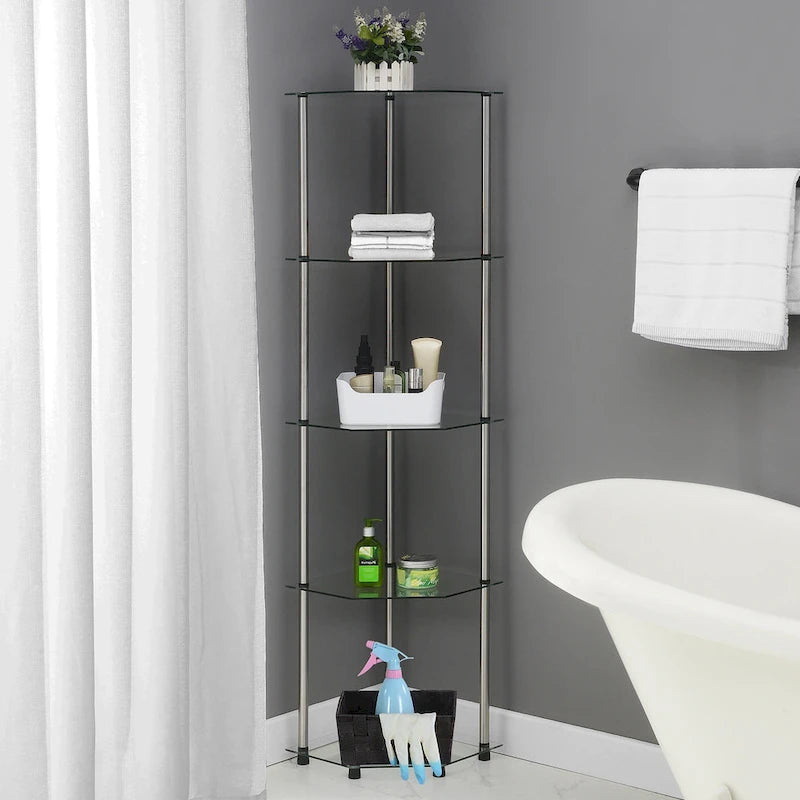 Classic Glass 5-Tier Corner Tower Shelf