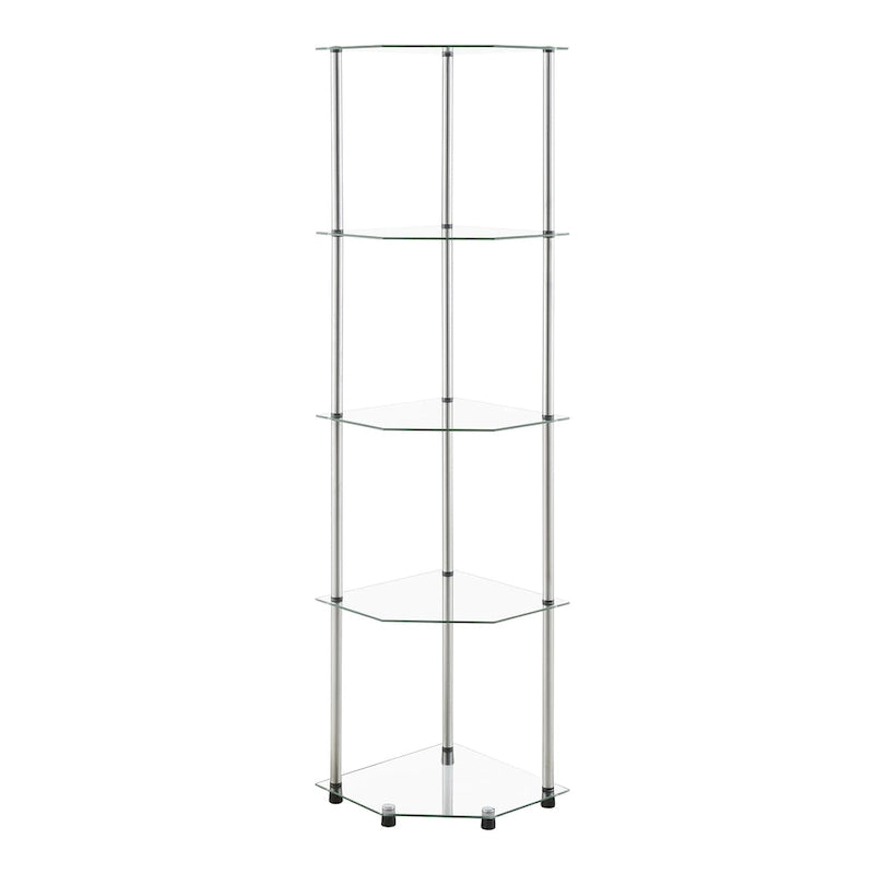 Classic Glass 5-Tier Corner Tower Shelf
