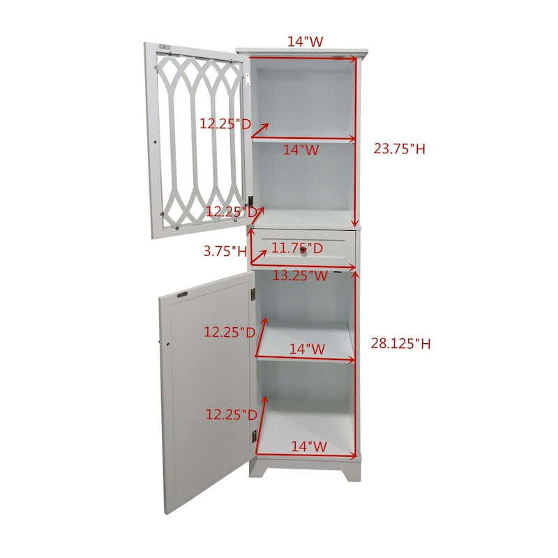 Tall Bathroom Storage Cabinet - Linen Tower, White