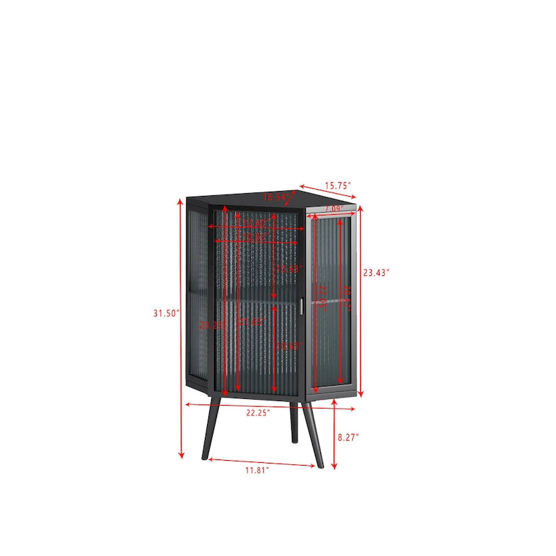 31.5 in. H Metal Floor Corner Cabinet with Adjustable Shelf
