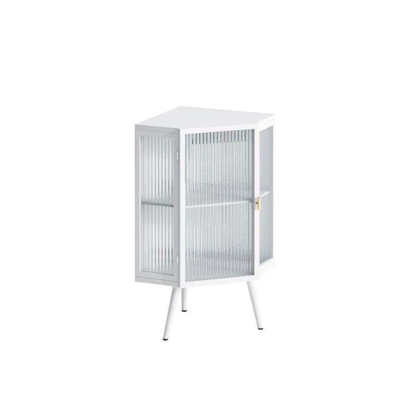 31.5 in. H Metal Floor Corner Cabinet with Adjustable Shelf