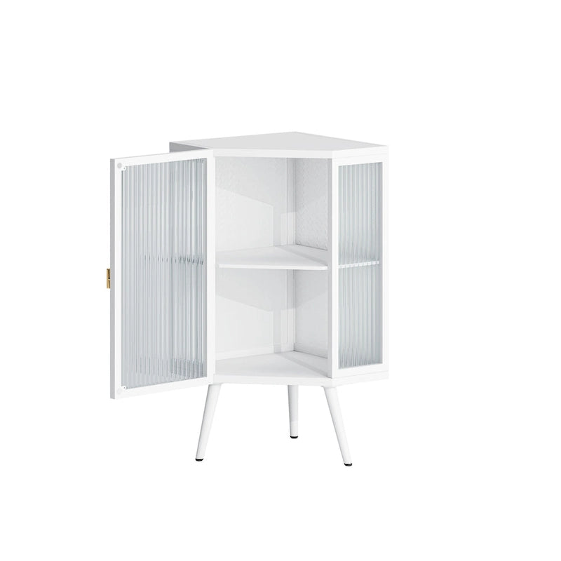 31.5 in. H Metal Floor Corner Cabinet with Adjustable Shelf