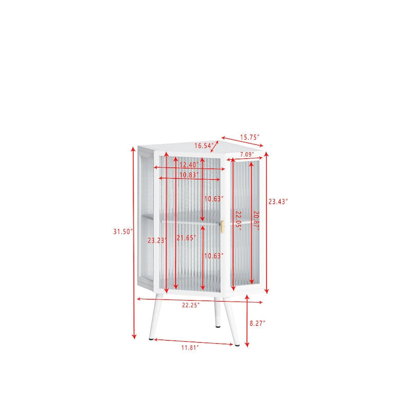 31.5 in. H Metal Floor Corner Cabinet with Adjustable Shelf