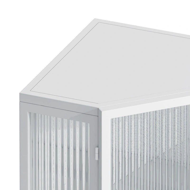 31.5 in. H Metal Floor Corner Cabinet with Adjustable Shelf