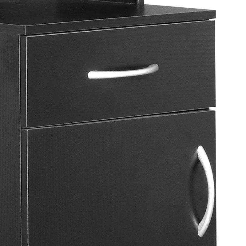 High Bathroom Wall Cabinet with 1 Door, 1 Drawer - Black