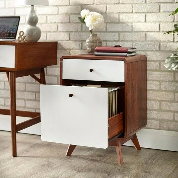 2-Drawer File Cabinet - Mid-Century Modern Style