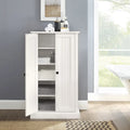 Distressed White Accent Cabinet with Beadboard Doors