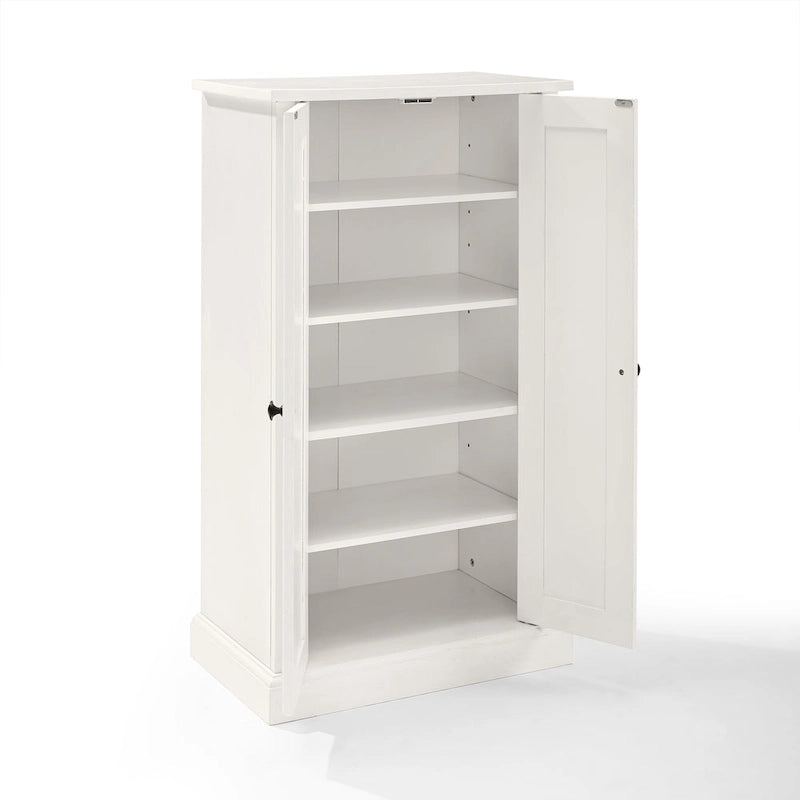 Distressed White Accent Cabinet with Beadboard Doors