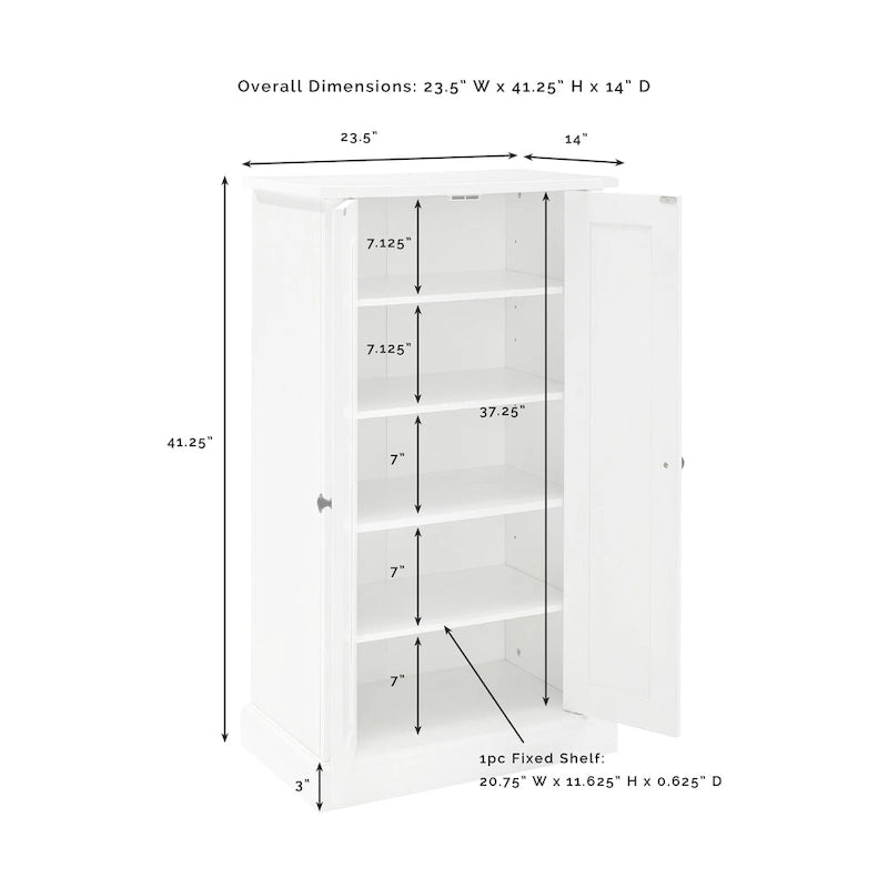Distressed White Accent Cabinet with Beadboard Doors