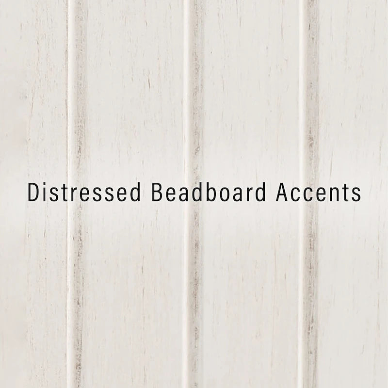 Distressed White Accent Cabinet with Beadboard Doors