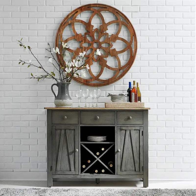 Gray and Sandstone Server with Wine Storage