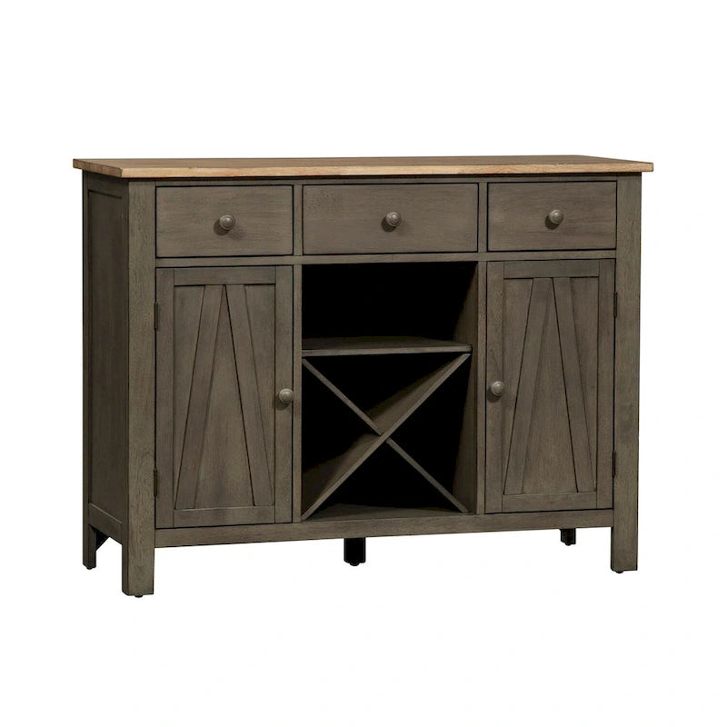 Gray and Sandstone Server with Wine Storage