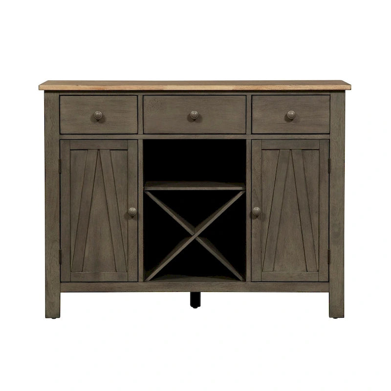 Gray and Sandstone Server with Wine Storage