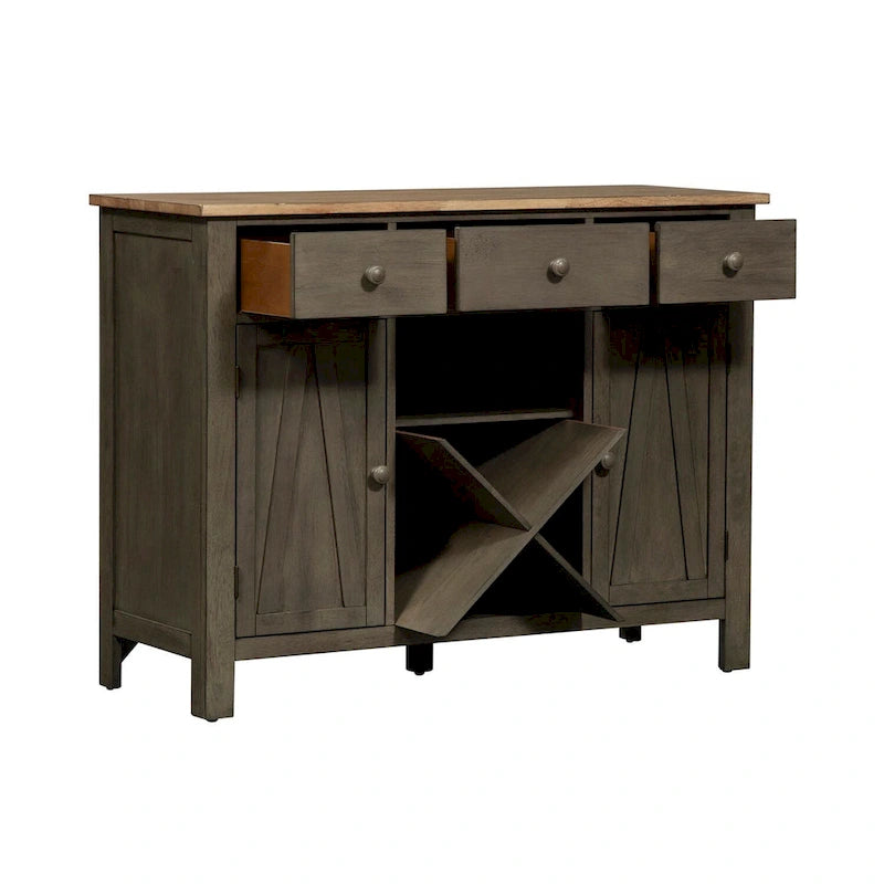 Gray and Sandstone Server with Wine Storage