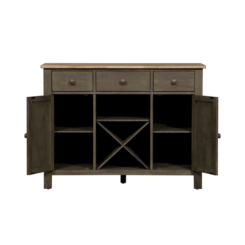 Gray and Sandstone Server with Wine Storage