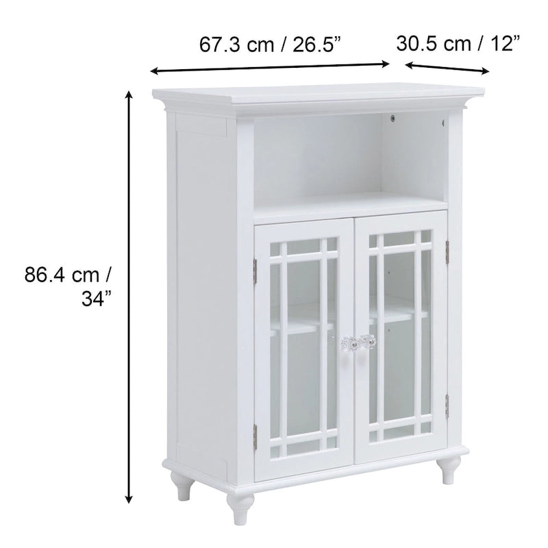 Two-Door Floor Accent Cabinet with Glass Panels