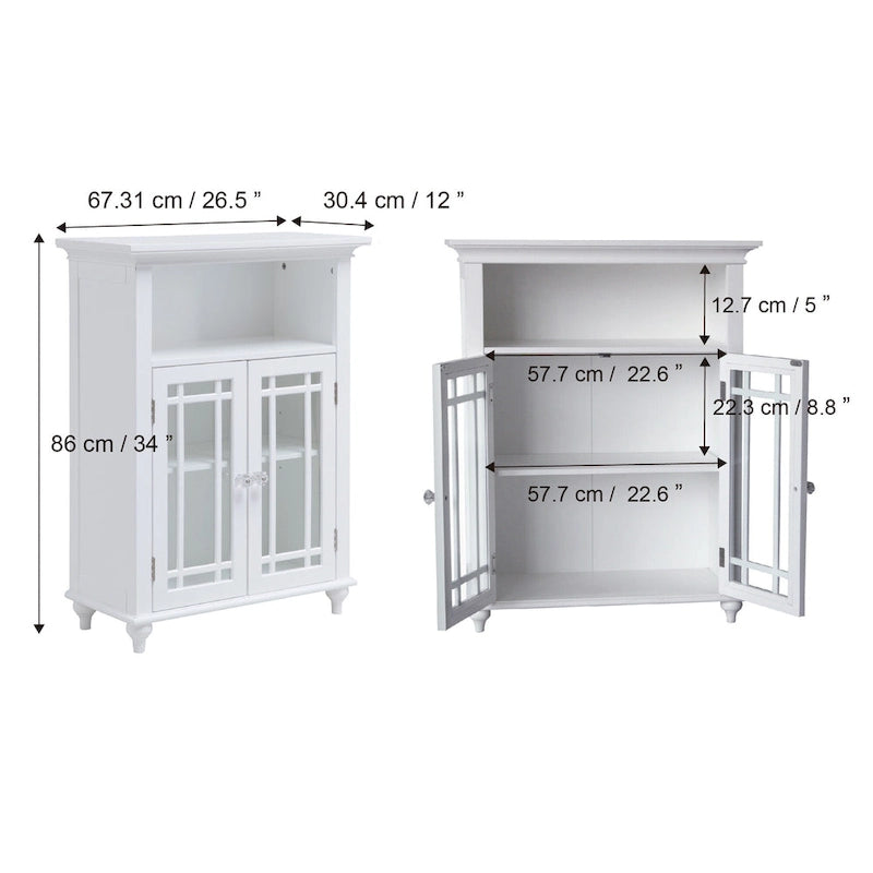 Two-Door Floor Accent Cabinet with Glass Panels