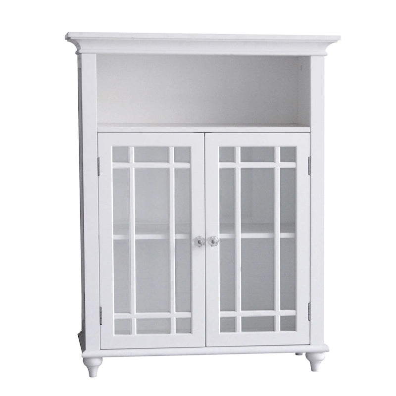 Two-Door Floor Accent Cabinet with Glass Panels