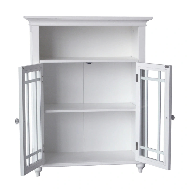 Two-Door Floor Accent Cabinet with Glass Panels