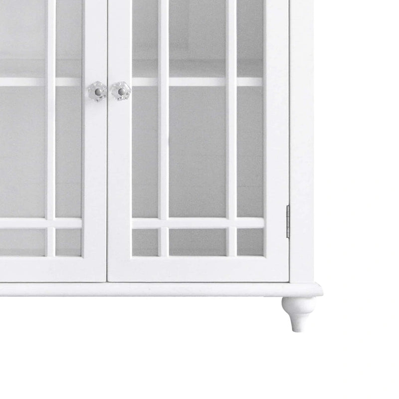 Two-Door Floor Accent Cabinet with Glass Panels