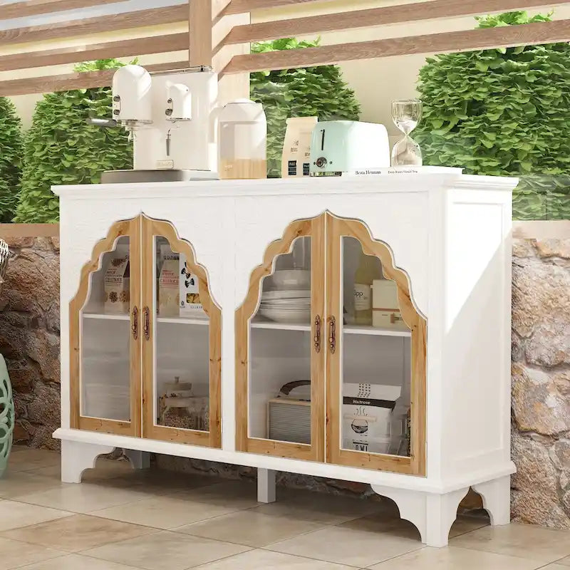 Wooden Carved Bathroom Cabinet Accent Cabinet Sideboard Acrylic Glass
