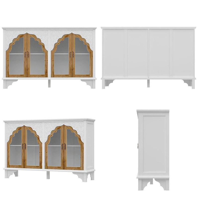 Wooden Carved Bathroom Cabinet Accent Cabinet Sideboard Acrylic Glass