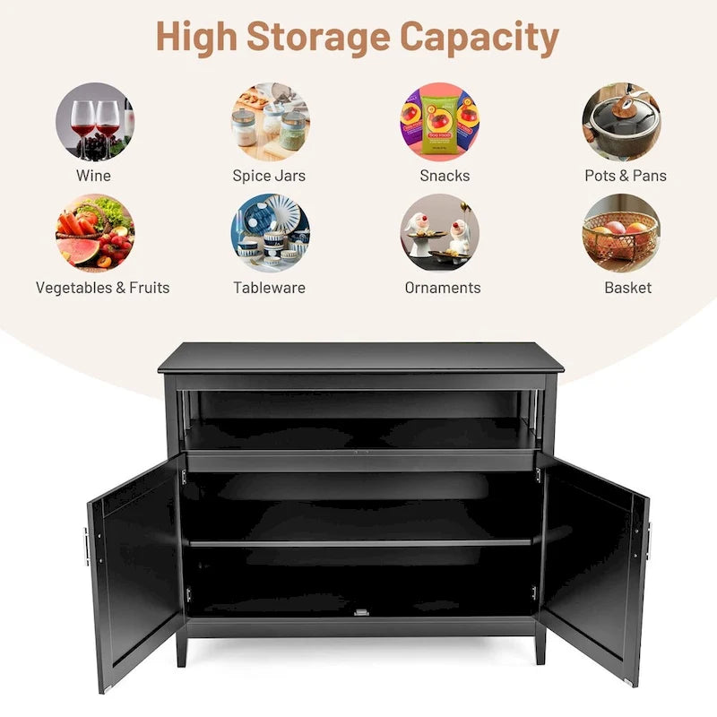 Modern Wooden Kitchen Storage Cabinet -Black - 44.9 x 20.1 x 35.8 (L x W x H)