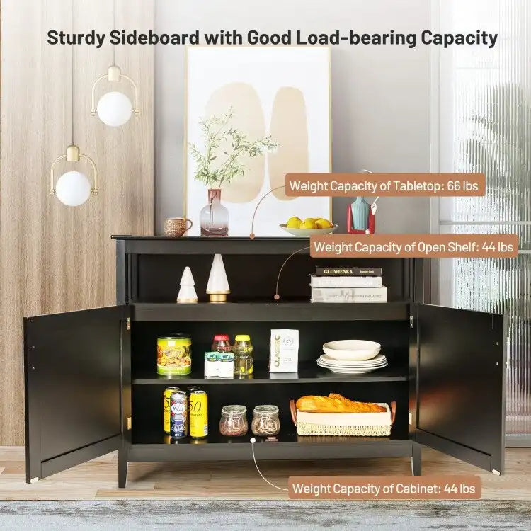Modern Wooden Kitchen Storage Cabinet -Black - 44.9 x 20.1 x 35.8 (L x W x H)