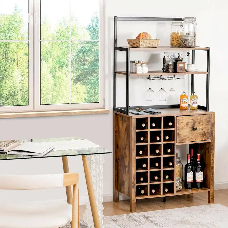 Kitchen Baker's Rack with Wine Rack and Glass Holder