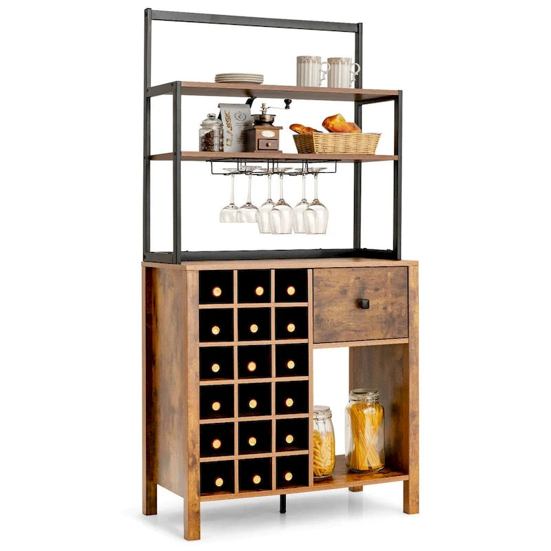 Kitchen Baker's Rack with Wine Rack and Glass Holder