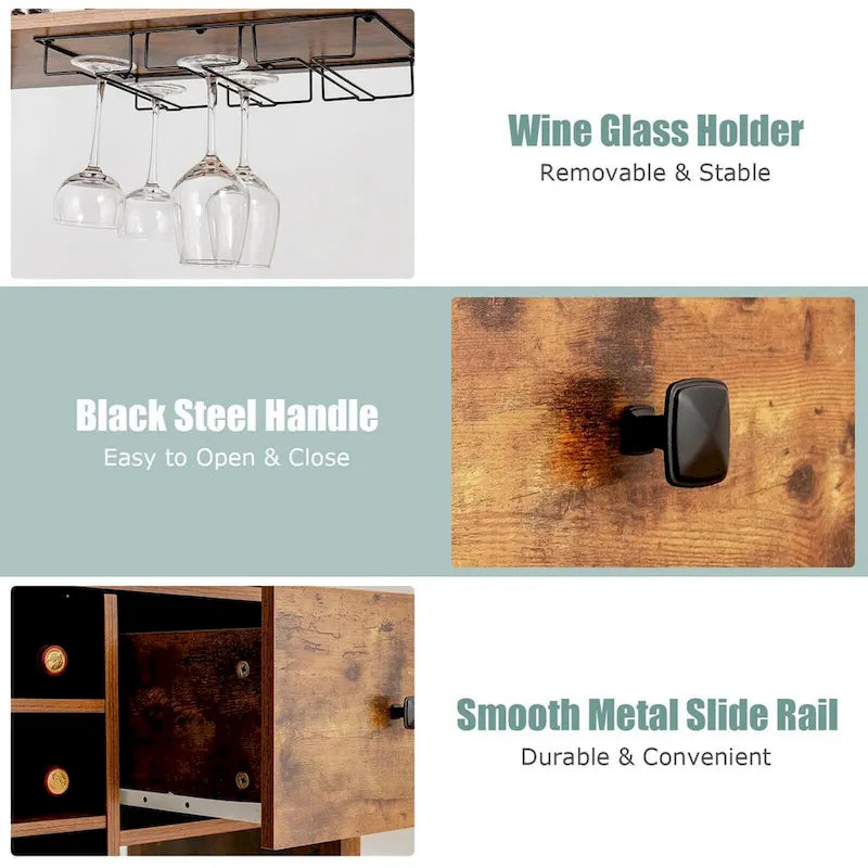 Kitchen Baker's Rack with Wine Rack and Glass Holder