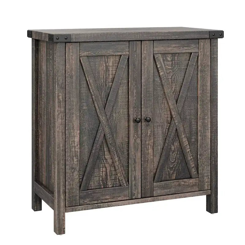 Farmhouse Buffet Cabinet with Storage Shelves, Brown