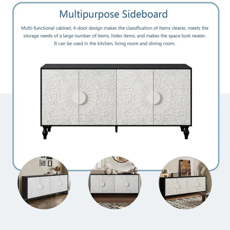 62.99" Modern Sideboard Storage Cabinet with 4 Doors