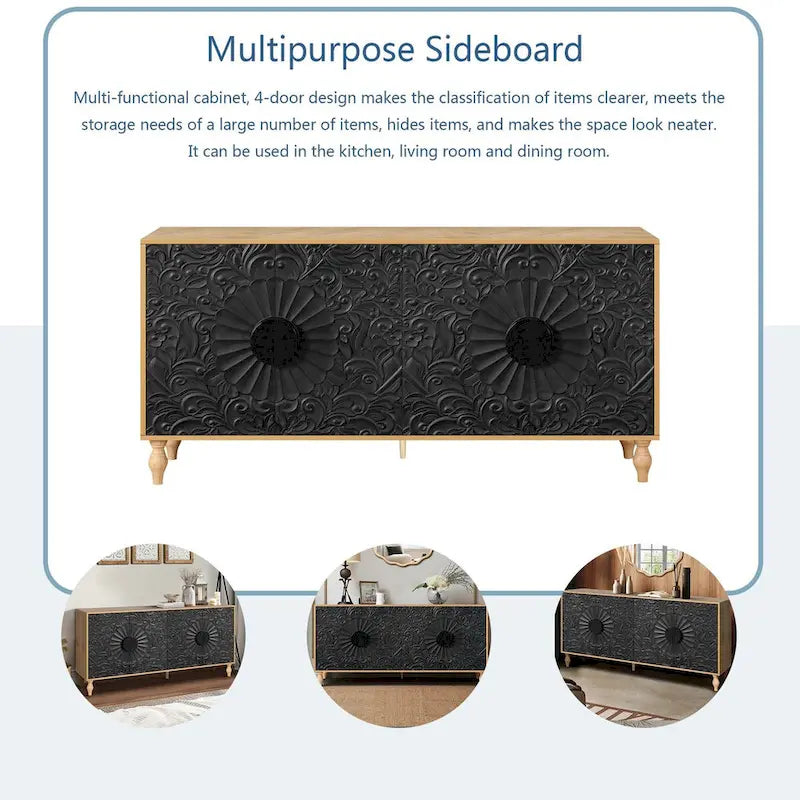 62.99" Modern Sideboard Storage Cabinet with 4 Doors