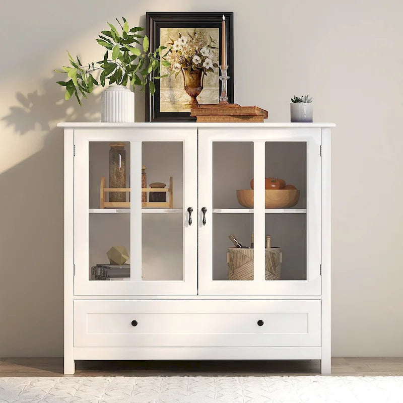 Kitchen cabinet with double glass doors