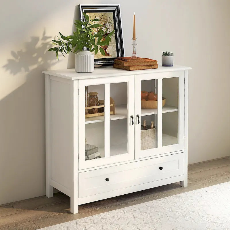 Kitchen cabinet with double glass doors