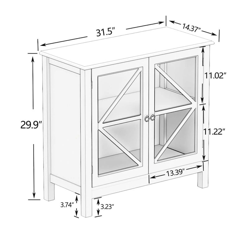 Kitchen cabinet with double glass doors