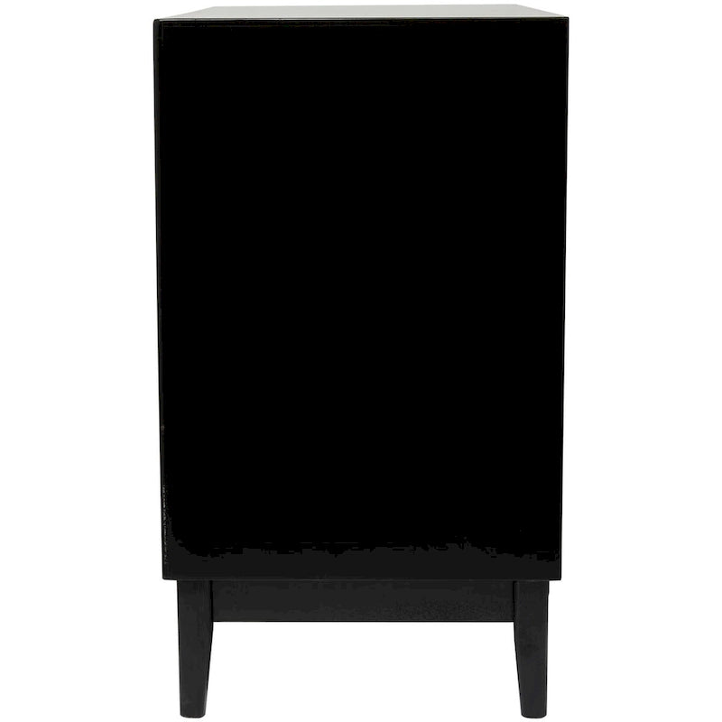 Wood 3-Drawer Cabinet with Cane Front Drawers and Gold Handles