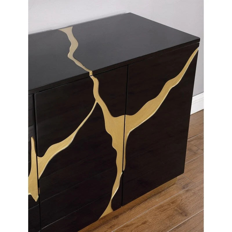66-Inch High-Gloss 4-Door Sideboard with Adjustable Shelves