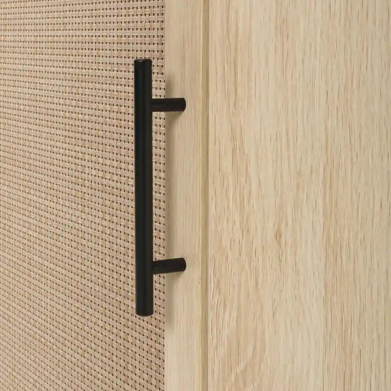 Rattan Door Freestanding Corner Cabinet