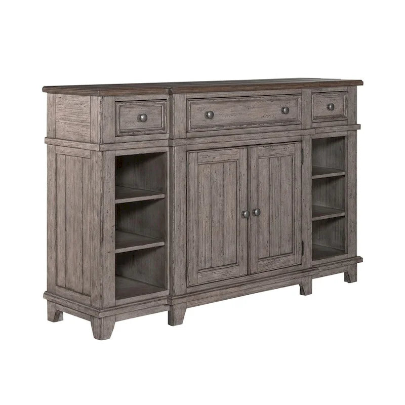 Breakfront Server in Distressed White or Grey